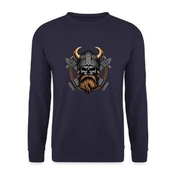 Odin Wikinger-Skelett - kanalisieren Sie Ihren - Unisex Pullover - Navy - Vorne - Alina (178cm) & Michal (187cm)