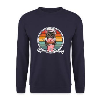 Katze Kuchen Backen Kekse Hobby Konditorei - Unisex Pullover - Navy - Vorne - Alina (178cm) & Michal (187cm)
