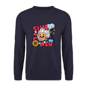 SUNFLOWER: Sunflower Majesty - Unisex Pullover - Navy - Vorne - Alina (178cm) & Michal (187cm)