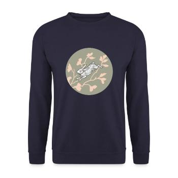 Hase im Wald - Unisex Pullover - Navy - Vorne - Alina (178cm) & Michal (187cm)