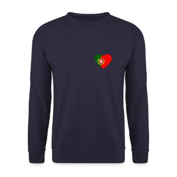 Cœur drapeau Portugal - Sweat-shirt Unisexe - marine - Devant - Alina (178cm) & Michal (187cm)