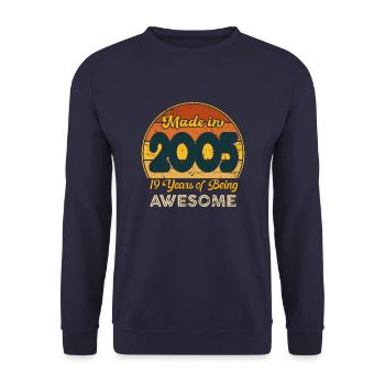 Born in 2005 - Vintage 2005 Retro Anniversary - Unisex Sweatshirt - navy - Front - Alina (178cm) & Michal (187cm)