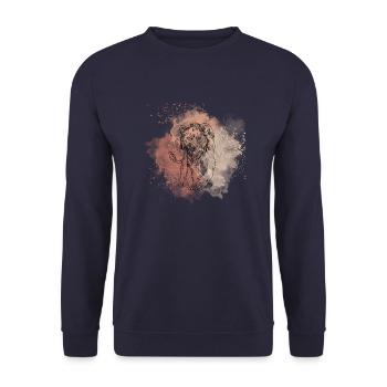 Löwe - Unisex Pullover - Navy - Vorne - Alina (178cm) & Michal (187cm)