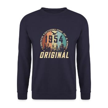 Vintage December 1954 70th Anniversary Gift - Unisex Sweatshirt - navy - Front - Alina (178cm) & Michal (187cm)