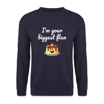 I'm Your Biggest Flan - Funny Dessert Lover - Unisex Sweatshirt - navy - Front - Alina (178cm) & Michal (187cm)