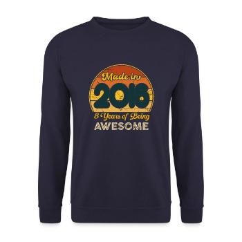 Born in 2016 - Vintage 2016 Retro Birthday - Unisex Sweatshirt - navy - Front - Alina (178cm) & Michal (187cm)