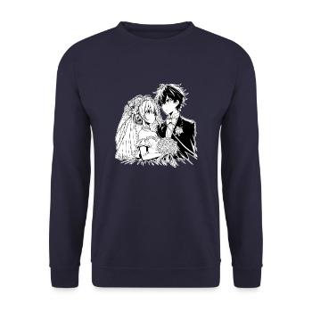 Bride and Groom Anime Illustration - Unisex Sweatshirt - navy - Front - Alina (178cm) & Michal (187cm)