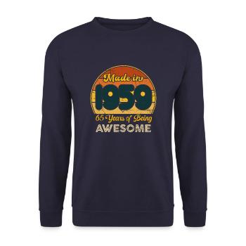 Jahrgang 1959 - Jahrgang 1959 Retro Geburtstag - Unisex Pullover - Navy - Vorne - Alina (178cm) & Michal (187cm)