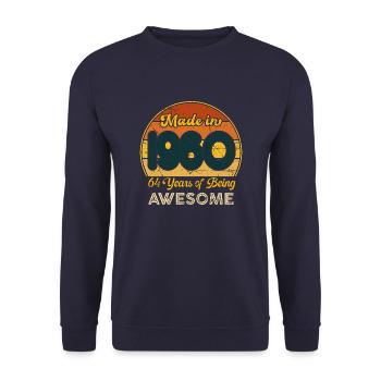 Né en 1960 - Vintage 1960 Anniversaire Rétro - Sweat-shirt Unisexe - marine - Devant - Alina (178cm) & Michal (187cm)
