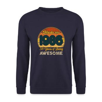 Born in 1986 - Vintage 1986 Retro Birthday - Unisex Sweatshirt - navy - Front - Alina (178cm) & Michal (187cm)