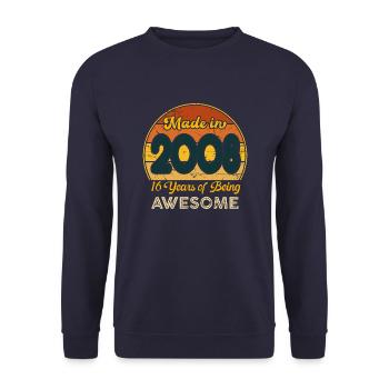 Born in 2008 - Vintage 2008 Retro Birthday - Unisex Sweatshirt - navy - Front - Alina (178cm) & Michal (187cm)
