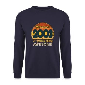 Born in 2003 - Vintage 2003 Retro Birthday - Unisex Sweatshirt - navy - Front - Alina (178cm) & Michal (187cm)
