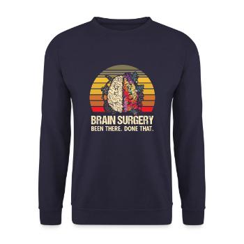 Brain Tumor Vintage Gehirn Tumor Sayings - Unisex Pullover - Navy - Vorne - Alina (178cm) & Michal (187cm)