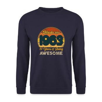 Jahrgang 1963 - Jahrgang 1963 Retro Geburtstag - Unisex Pullover - Navy - Vorne - Alina (178cm) & Michal (187cm)