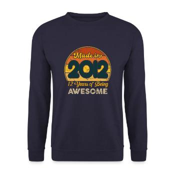 Jahrgang 2012 - Jahrgang 2012 Retro Geburtstag - Unisex Pullover - Navy - Vorne - Alina (178cm) & Michal (187cm)