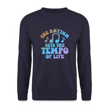 The Rhythm Sets The Tempo Of Life - Unisex Pullover - Navy - Vorne - Alina (178cm) & Michal (187cm)