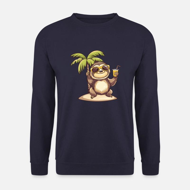 Sloth Summer Beach Comic - Unisex Sweatshirt - navy