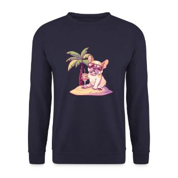Buldog Français Chien Été - Sweat-shirt Unisexe - marine - Devant - Alina (178cm) & Michal (187cm)