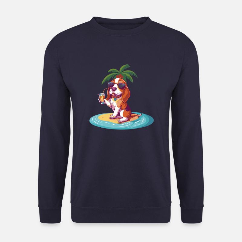 Beagle Dog Summer Beach Comic - Unisex Sweatshirt - navy