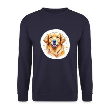 Golden Retriever Wasserfarben - Unisex Pullover - Navy - Vorne - Alina (178cm) & Michal (187cm)