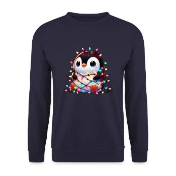 Clumsy Christmas penguin tangled in - Unisex Sweatshirt - navy - Front - Alina (178cm) & Michal (187cm)