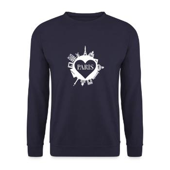 HERZSTADT Paris - landmark - Unisex Sweatshirt - navy - Front - Alina (178cm) & Michal (187cm)