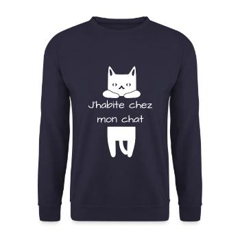 j’habite chez mon chat humour - Sweat-shirt Unisexe - marine - Devant - Alina (178cm) & Michal (187cm)