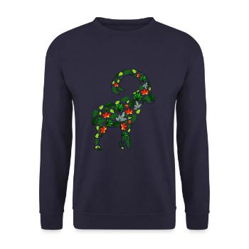 Bouquetin en feuilles - Sweat-shirt Unisexe - marine - Devant - Alina (178cm) & Michal (187cm)