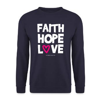 Faith Hope Love - Unisex Pullover - Navy - Vorne - Alina (178cm) & Michal (187cm)