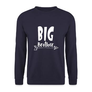 big brother Pfeil rechts weiß - Unisex Pullover - Navy - Vorne - Alina (178cm) & Michal (187cm)