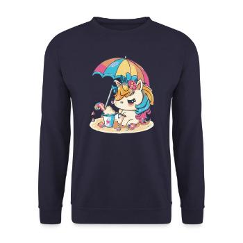 Cute unicorn for kids - Summer Edition - Unisex Sweatshirt - navy - Front - Alina (178cm) & Michal (187cm)