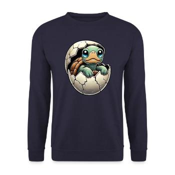 Easter turtle hatches cute colorful - Unisex Sweatshirt - navy - Front - Alina (178cm) & Michal (187cm)