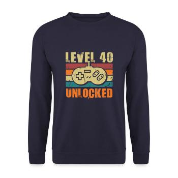 40th Birthday Level 40 Unlocked 40 Years Gift - Unisex Sweatshirt - navy - Front - Alina (178cm) & Michal (187cm)