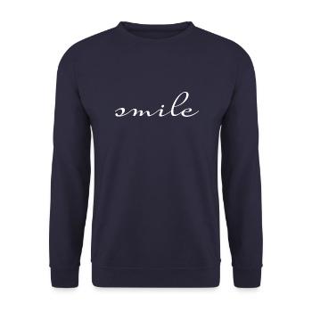 smile Schriftzug - Unisex Pullover - Navy - Vorne - Alina (178cm) & Michal (187cm)