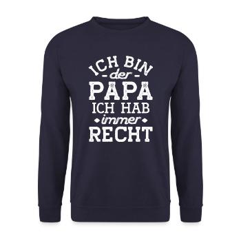 Papa weiß alles Vater hat recht lustiges Geschenk - Unisex Pullover - Navy - Vorne - Alina (178cm) & Michal (187cm)