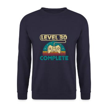 30 Birthday Level 30 Complete 30 Years Gift - Unisex Sweatshirt - navy - Front - Alina (178cm) & Michal (187cm)