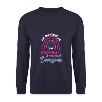 LGBTQ Pride Bisexual Nervous Around Everyone - Unisex Sweatshirt - navy - Front - Alina (178cm) & Michal (187cm)