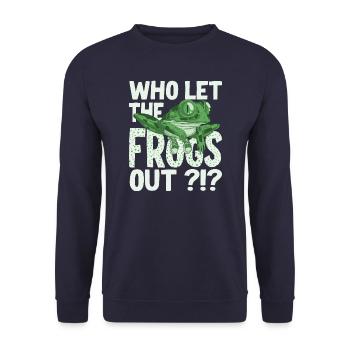 Matzah Ballin Who Let The Frogs Out - Unisex Pullover - Navy - Vorne - Alina (178cm) & Michal (187cm)