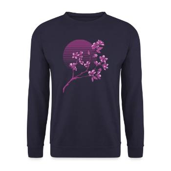 Sakura en fleurs de cerisier japonais - Sweat-shirt Unisexe - marine - Devant - Alina (178cm) & Michal (187cm)