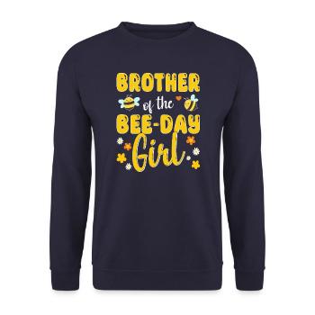 Bruder des Bee Day Mädchens Geburtstag - Unisex Pullover - Navy - Vorne - Alina (178cm) & Michal (187cm)