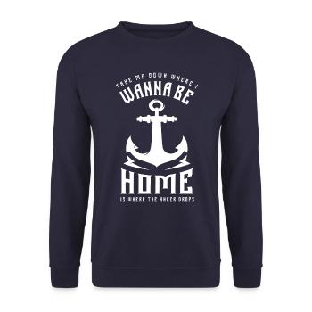 Take me where I want to be - drop anchor - Unisex Sweatshirt - navy - Front - Alina (178cm) & Michal (187cm)