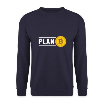 Bitcoin Plan B BTC Satoshi Crypto Hodl Maximaliste - Sweat-shirt Unisexe - marine - Devant - Alina (178cm) & Michal (187cm)