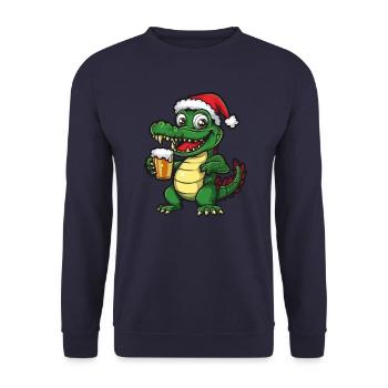 Alligator Bière de Noël Drôle - Sweat-shirt Unisexe - marine - Devant - Alina (178cm) & Michal (187cm)