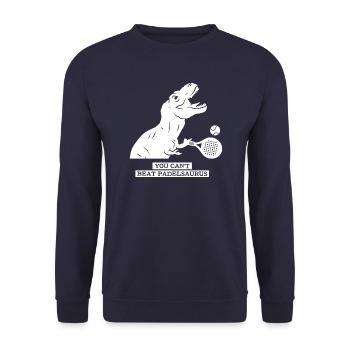 Motif Padel T-Rex pour les joueurs de padel tennis - Sweat-shirt Unisexe - marine - Devant - Alina (178cm) & Michal (187cm)