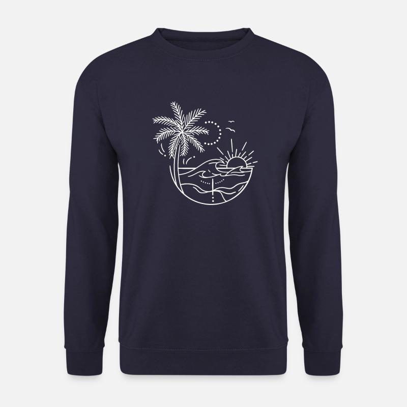 Digitale Zeichnung Strand mit Palmen - Unisex Pullover - Navy