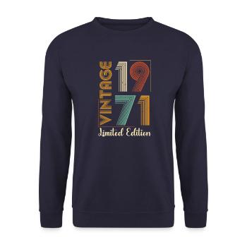 Anniversaire 1971 71 Vintage Rétro Vintage Cadeau - Sweat-shirt Unisexe - marine - Devant - Alina (178cm) & Michal (187cm)