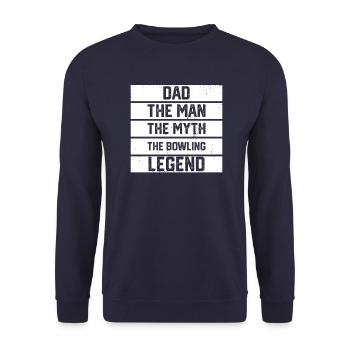 Bowling Vater Papa Cooler - Unisex Pullover - Navy - Vorne - Alina (178cm) & Michal (187cm)