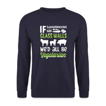 Tierschützer Veganer Vegetarier Tierliebhaber Tier - Unisex Pullover - Navy - Vorne - Alina (178cm) & Michal (187cm)