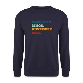 Geburtstag November 1993 Geboren Geburtsjahr - Unisex Pullover - Navy - Vorne - Alina (178cm) & Michal (187cm)