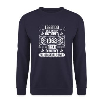 1962 Oktober Geburtstag Legende - Unisex Pullover - Navy - Vorne - Alina (178cm) & Michal (187cm)